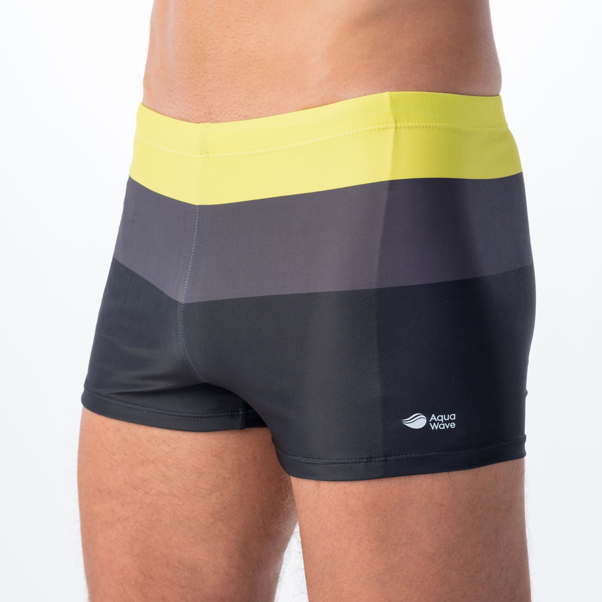 Stripe miesten boxer-uimahousut, keltainen-tummanharmaa-musta