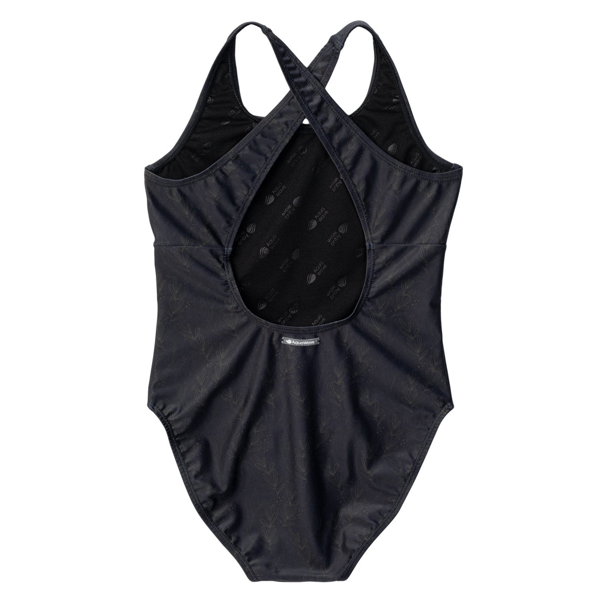 Salava tyttöjen uimapuku, musta lehtikuosi