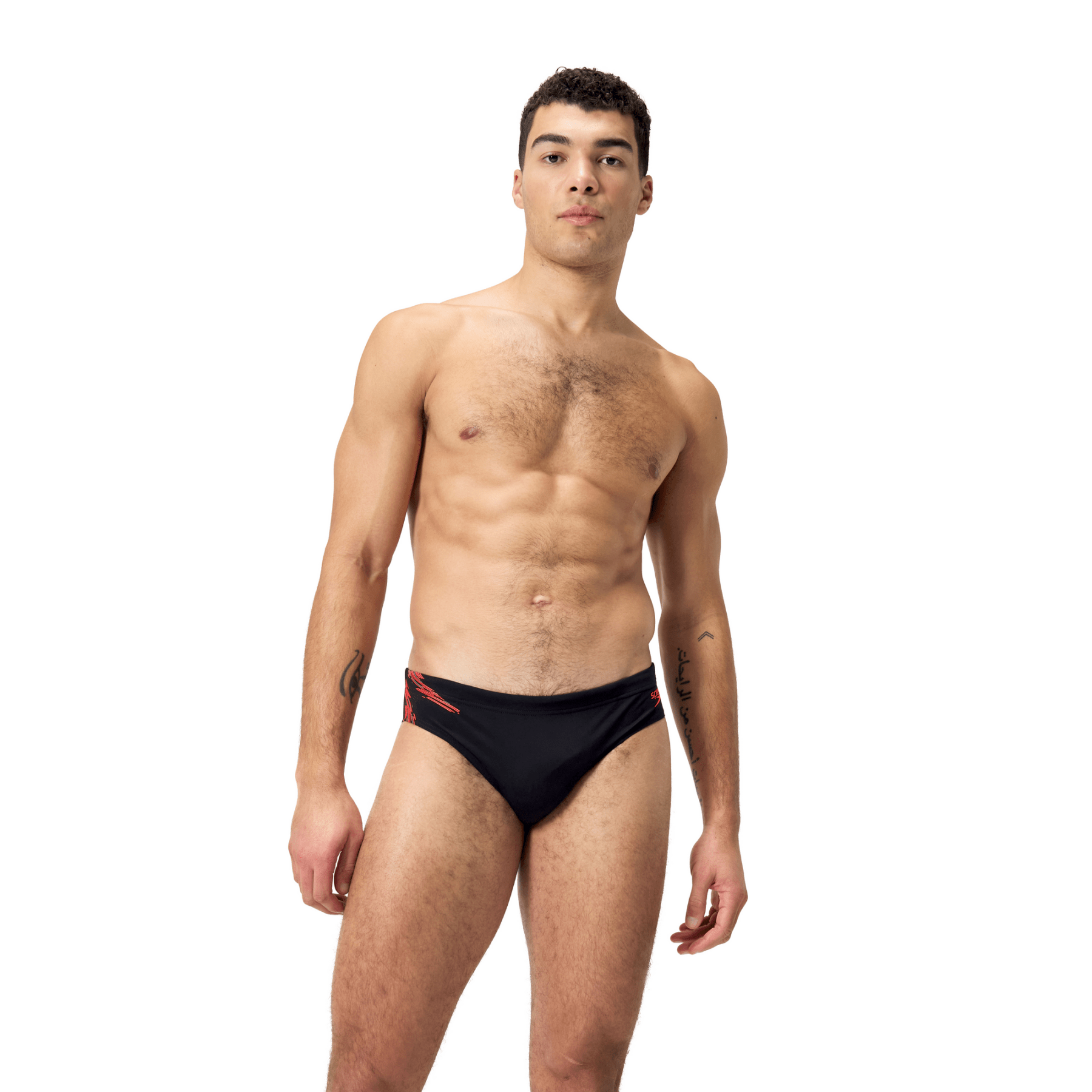 7cm Tech Panel Brief miesten uimahousut, musta - punainenSpeedo