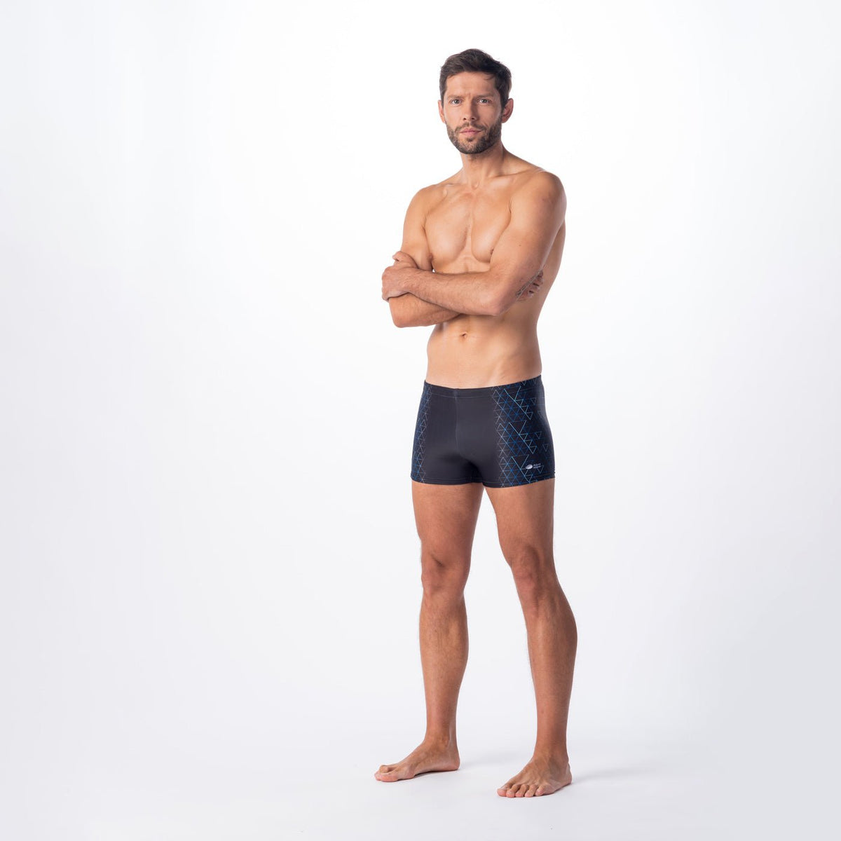 Adis miesten boxer-uimahousut, musta kolmiokuosi