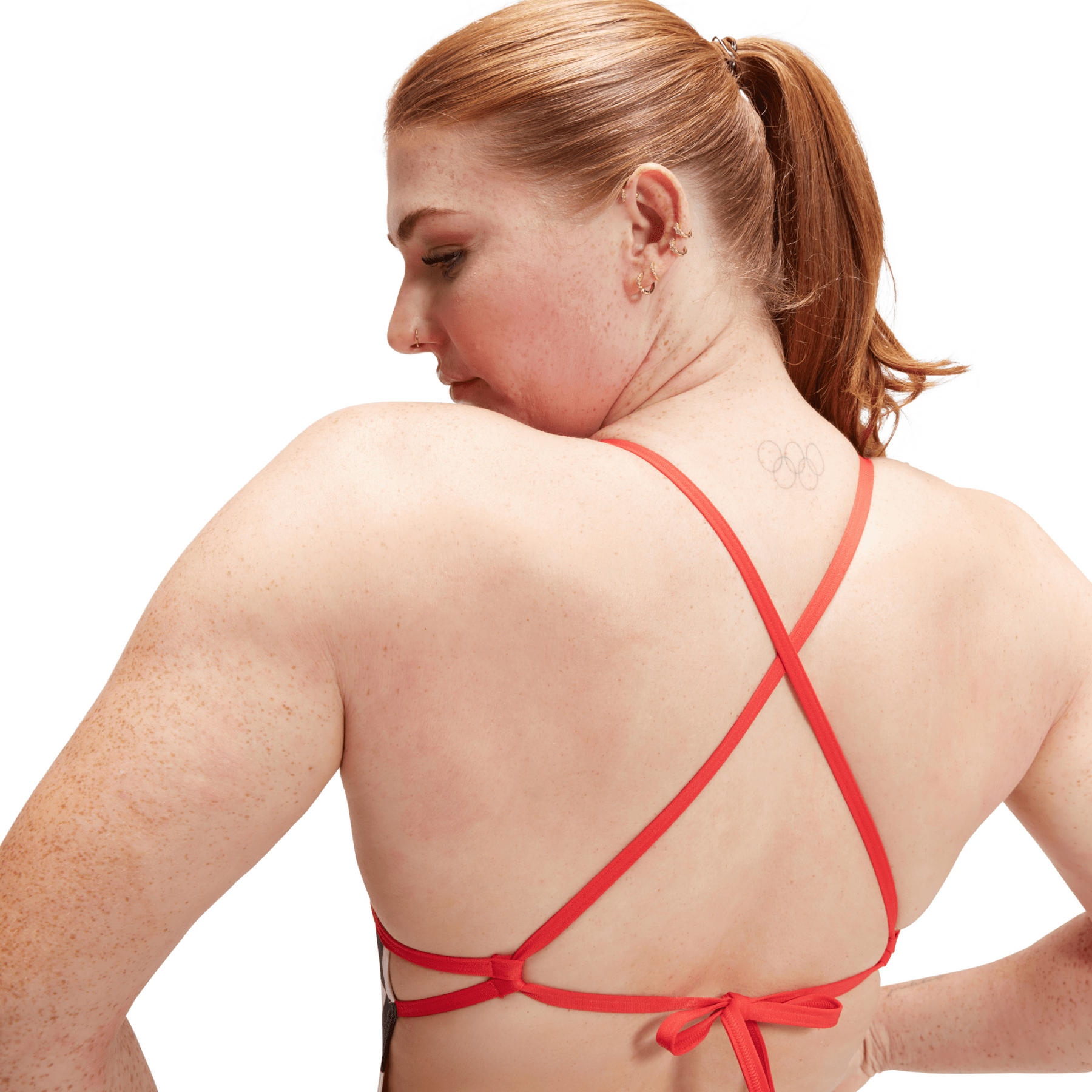 Allover Digital Tie Back naisten uimapuku, musta - valkoinenSpeedo