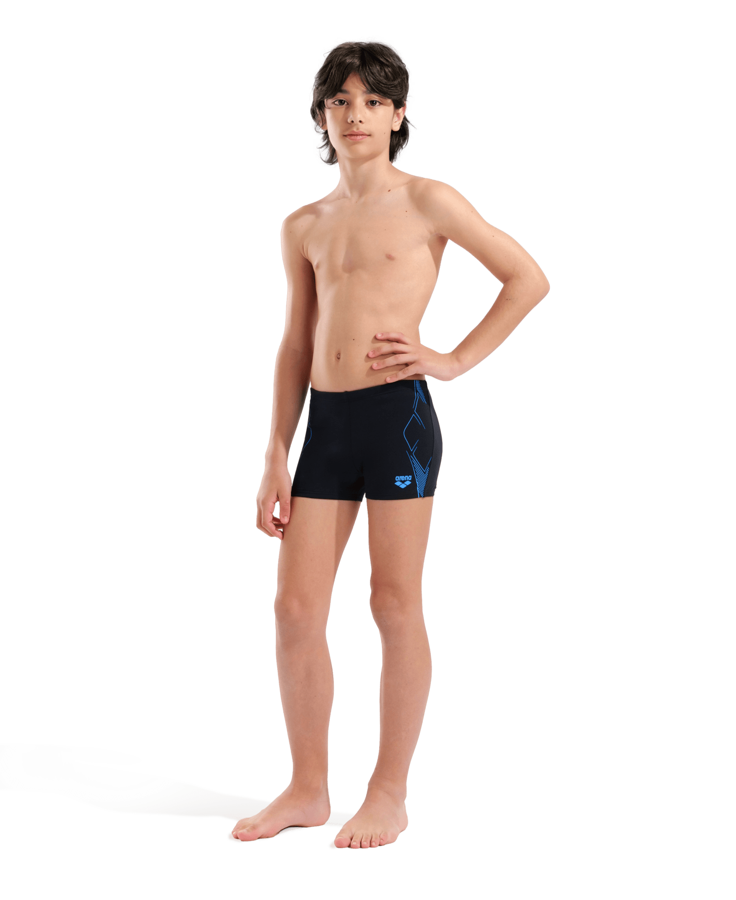 Arena Graphic Swim Short poikien uimahousut, musta - turkoosiArena