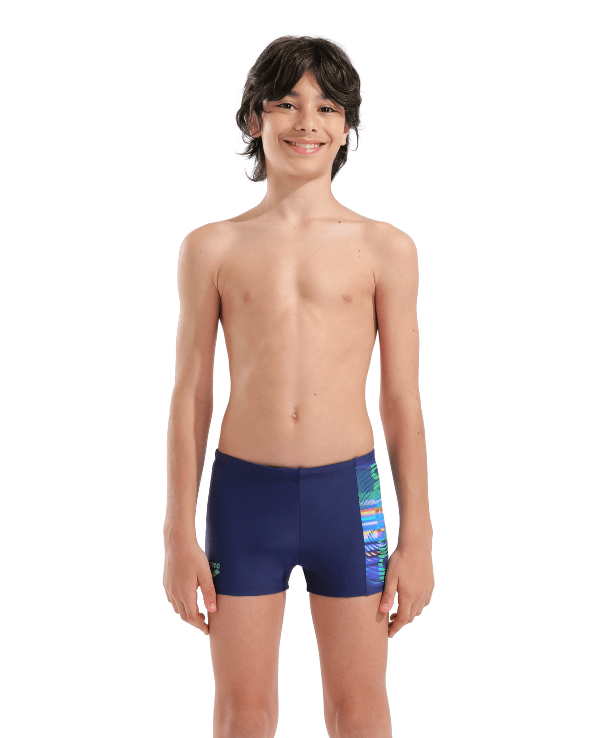 Arena Lit Logo Swim Short Poikien Uimahousut, Navy-Värikäs