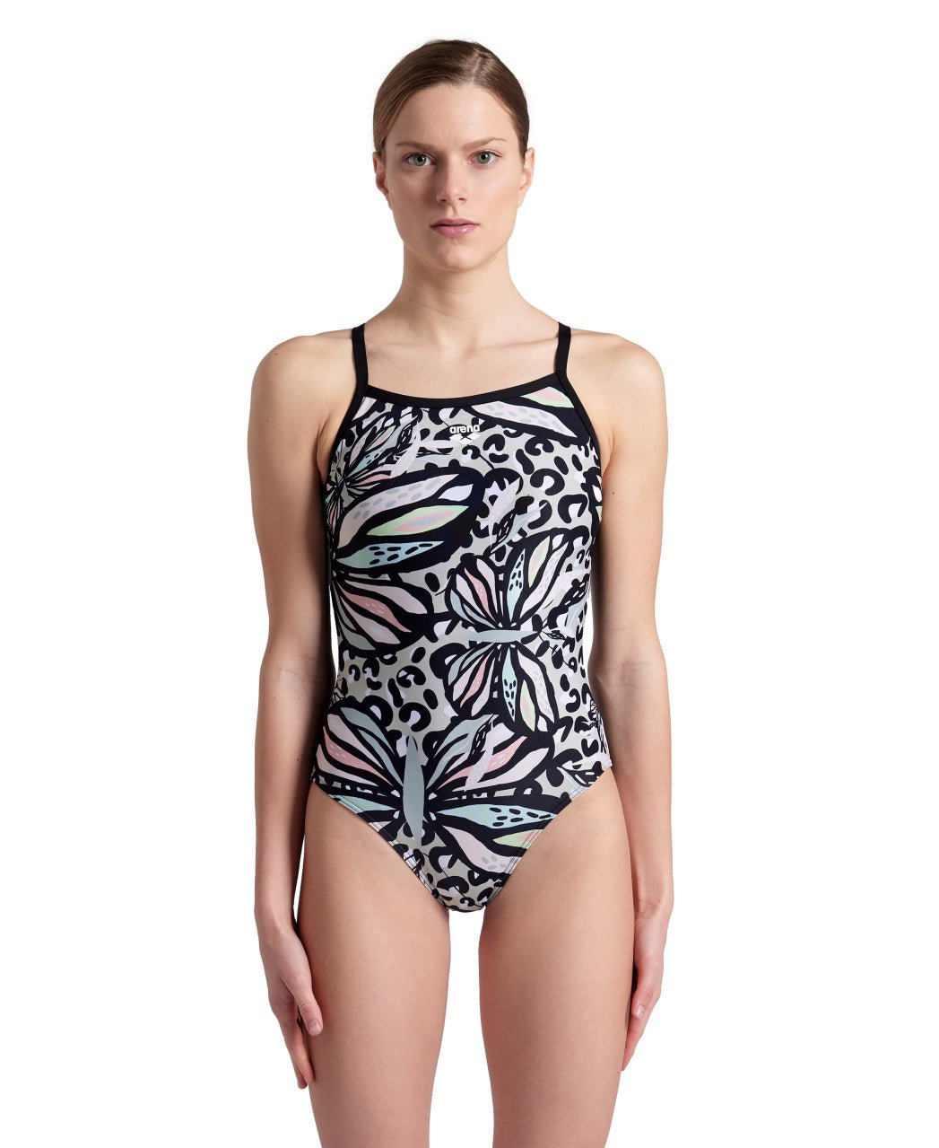 Butterflies Swimsuit Light Drop naisten uimapuku, musta - valkoinenArena