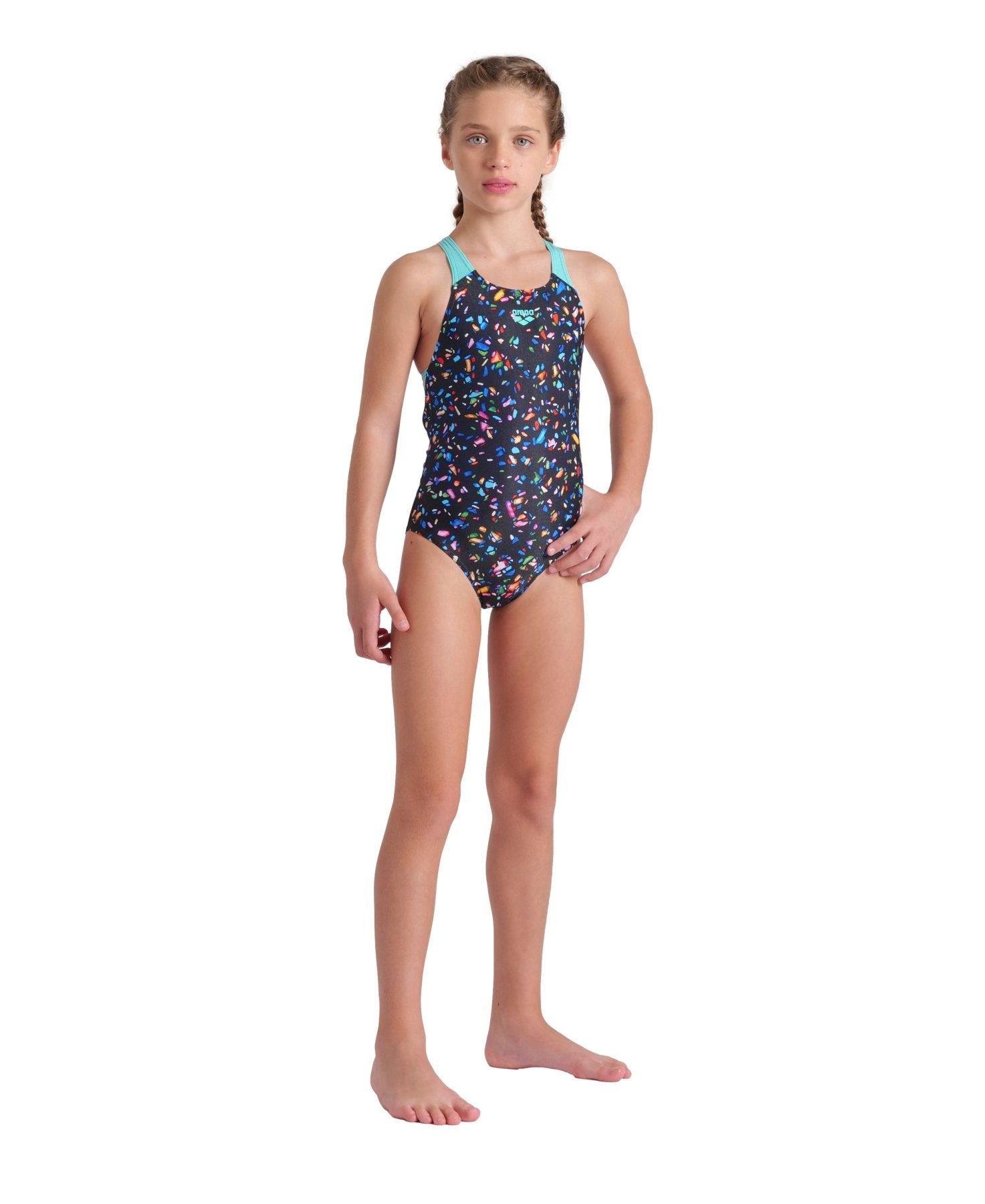 Confetti Swim Pro Back tyttöjen uimapuku,musta - värikäs - Arena