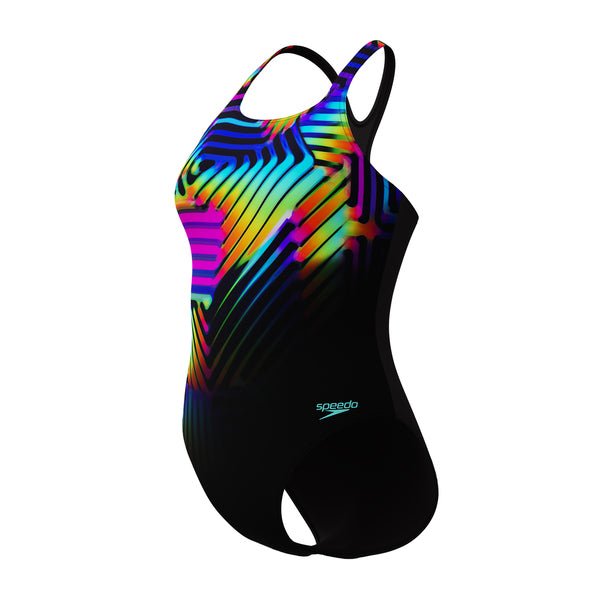 Digital Printed Medalist naisten uimapuku, musta - värikäs - Speedo
