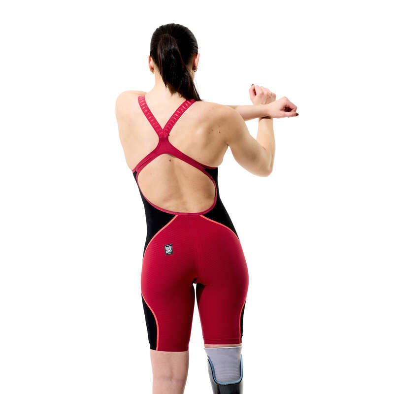 Fastskin LZR Pure Intent 2.0 Openback Kneeskin naisten kilpapuku, puna-mustaSpeedo