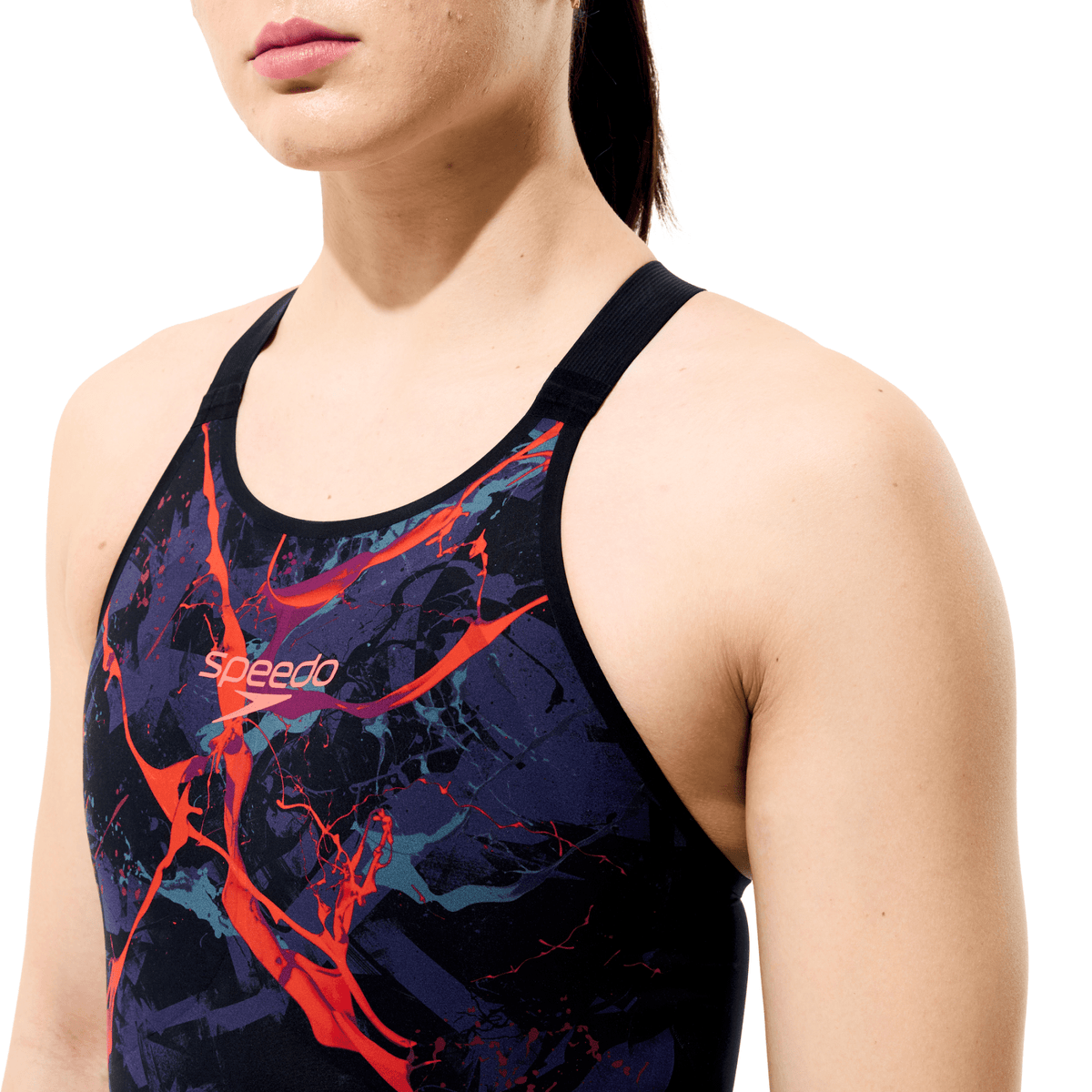 Fastskin LZR Pure Valor 2.0 Printed Closedback Knees naisten kilpapuku, musta-värikäsSpeedo