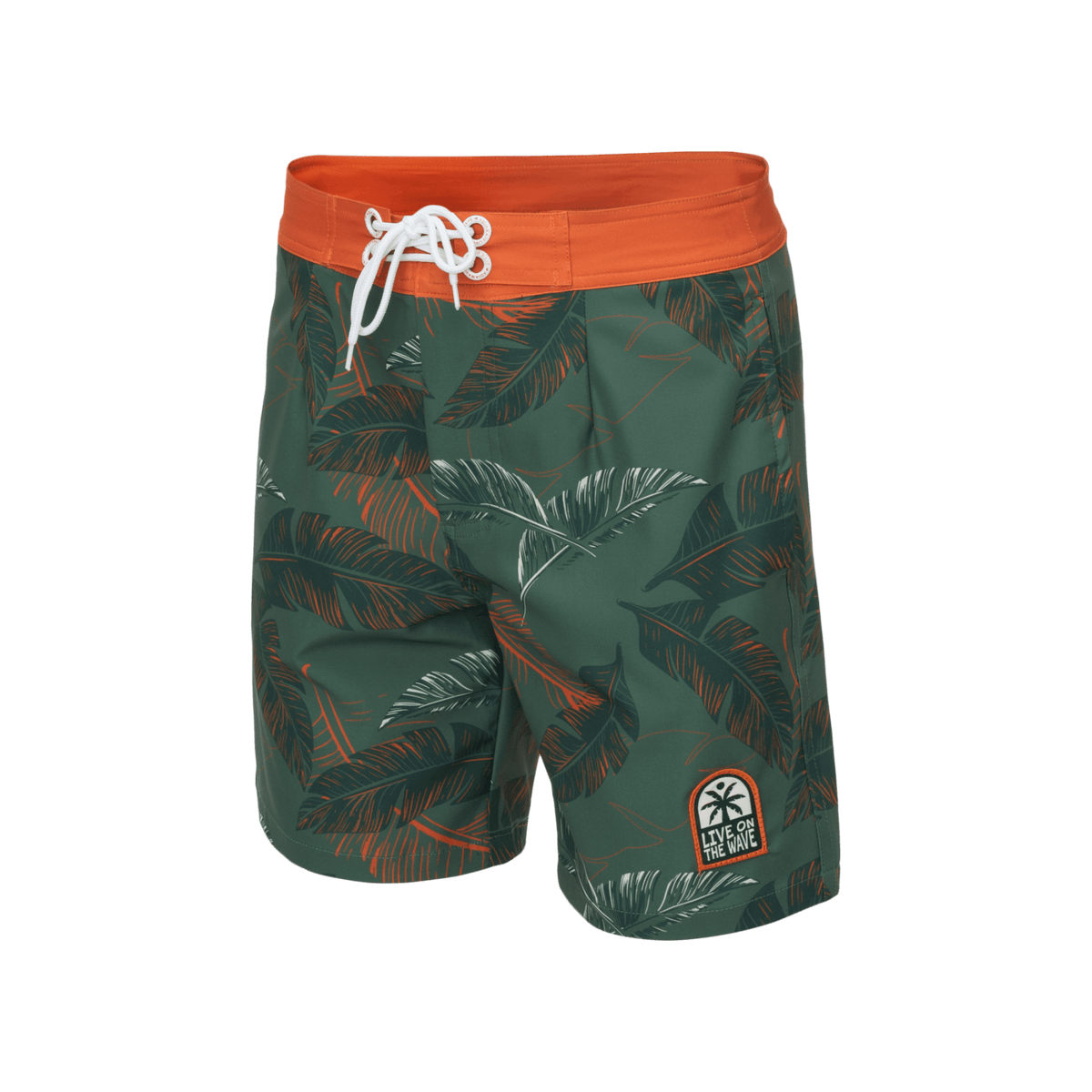 Fivon miesten uimashortsit, vihreä palmukuosi
