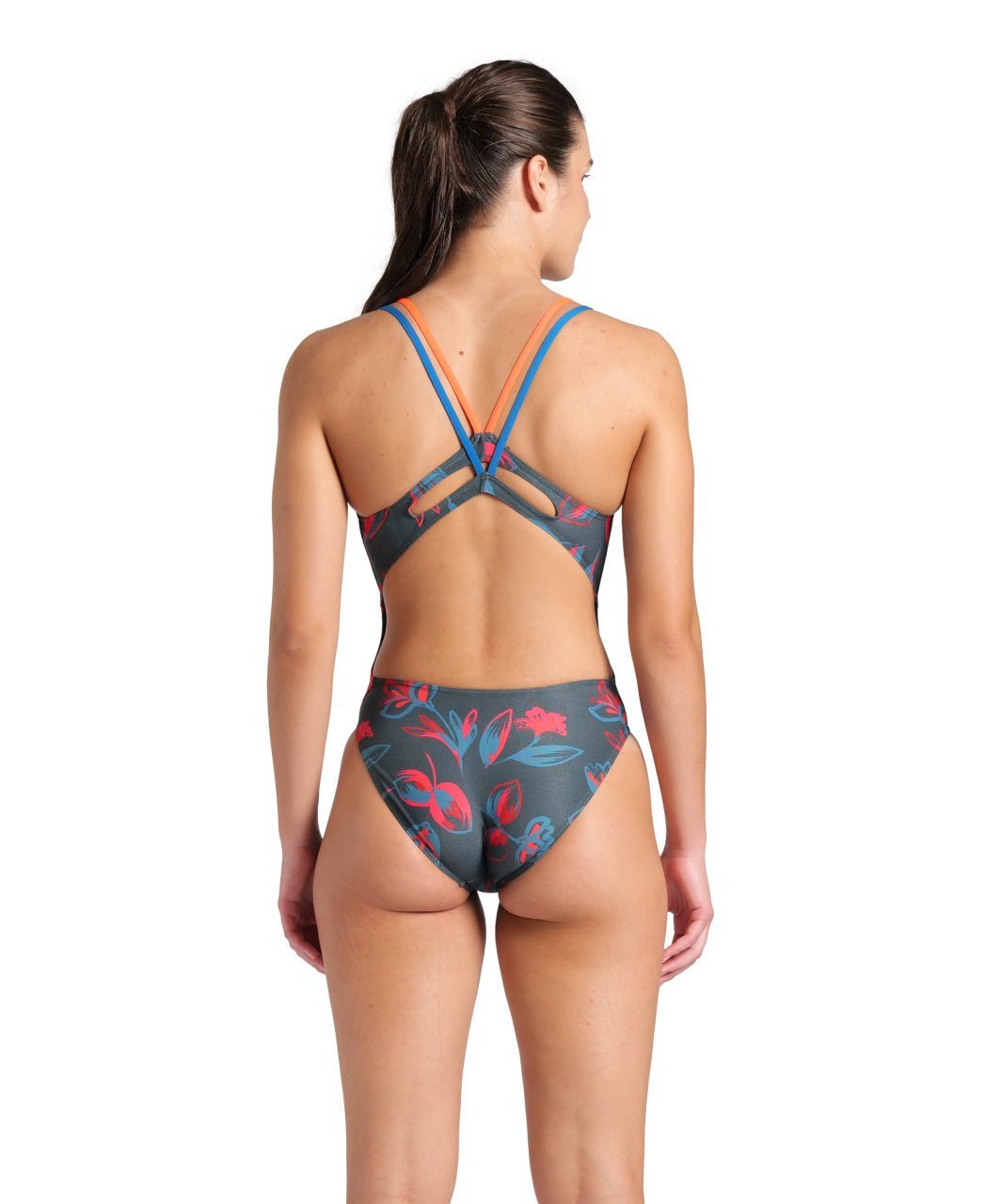 Floral Lace Plus Back naisten uimapuku, vihreä - koralli - Arena