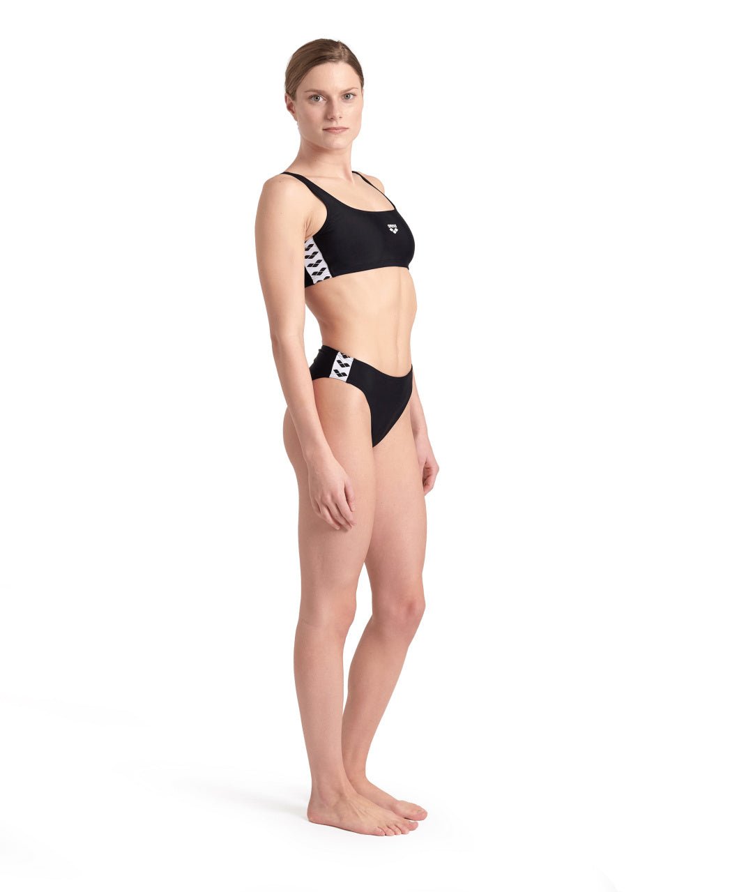 Icons Bralette Solid Two Pieces naisten bikinit, musta - valkoinenArena