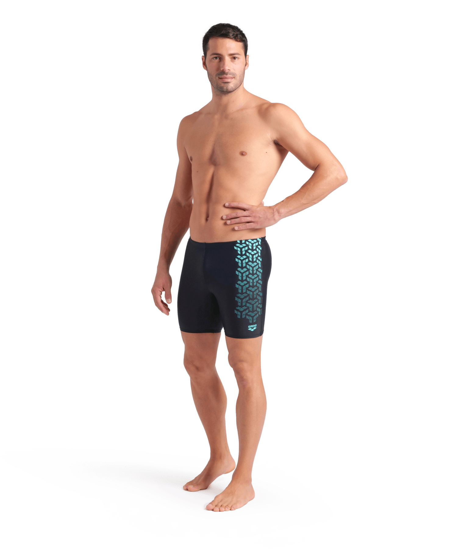 Kikko V Swim Mid Jammer Graphic miesten uimahousut, musta - turkoosi - Arena