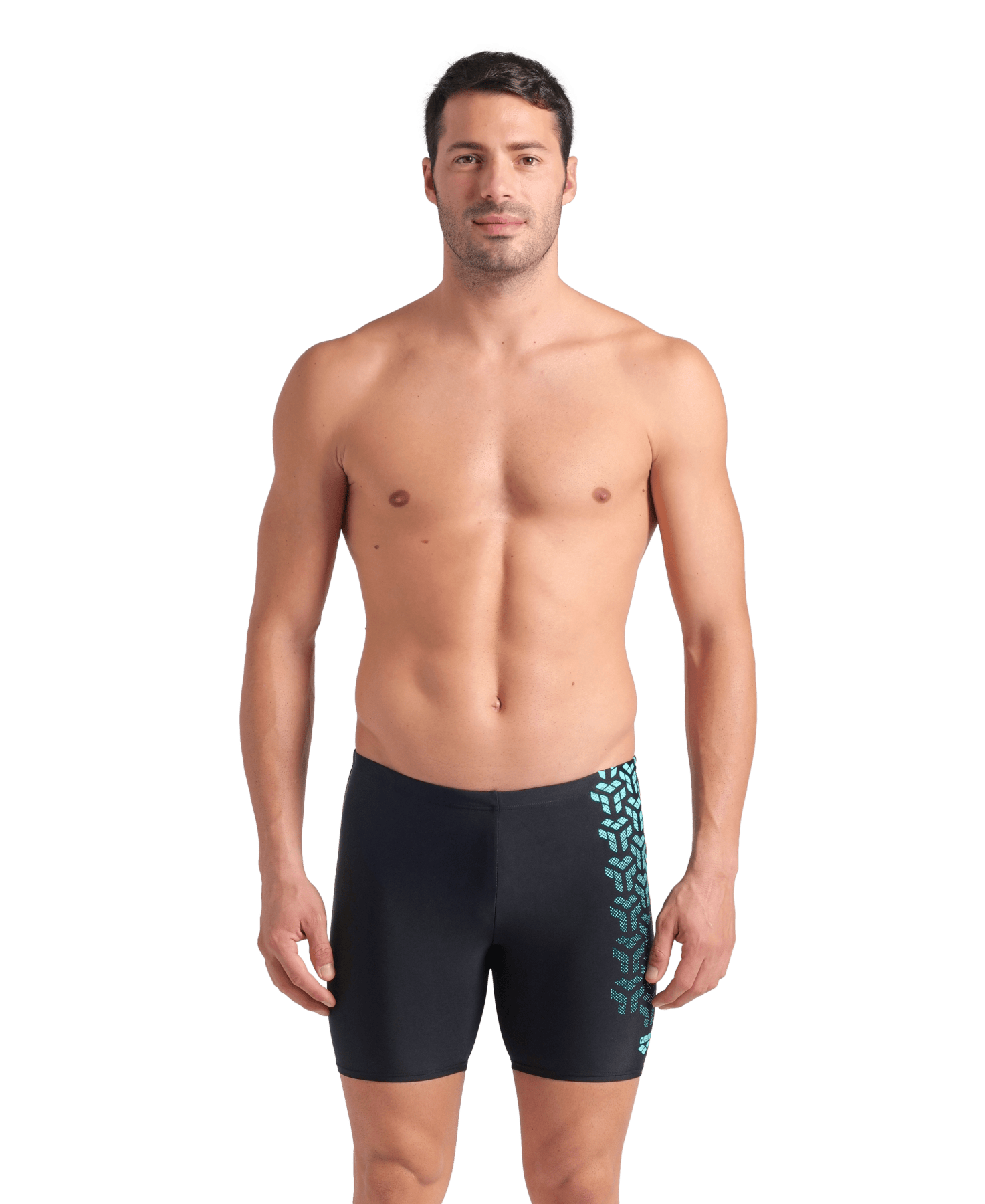 Kikko V Swim Mid Jammer Graphic miesten uimahousut, musta - turkoosi - Arena