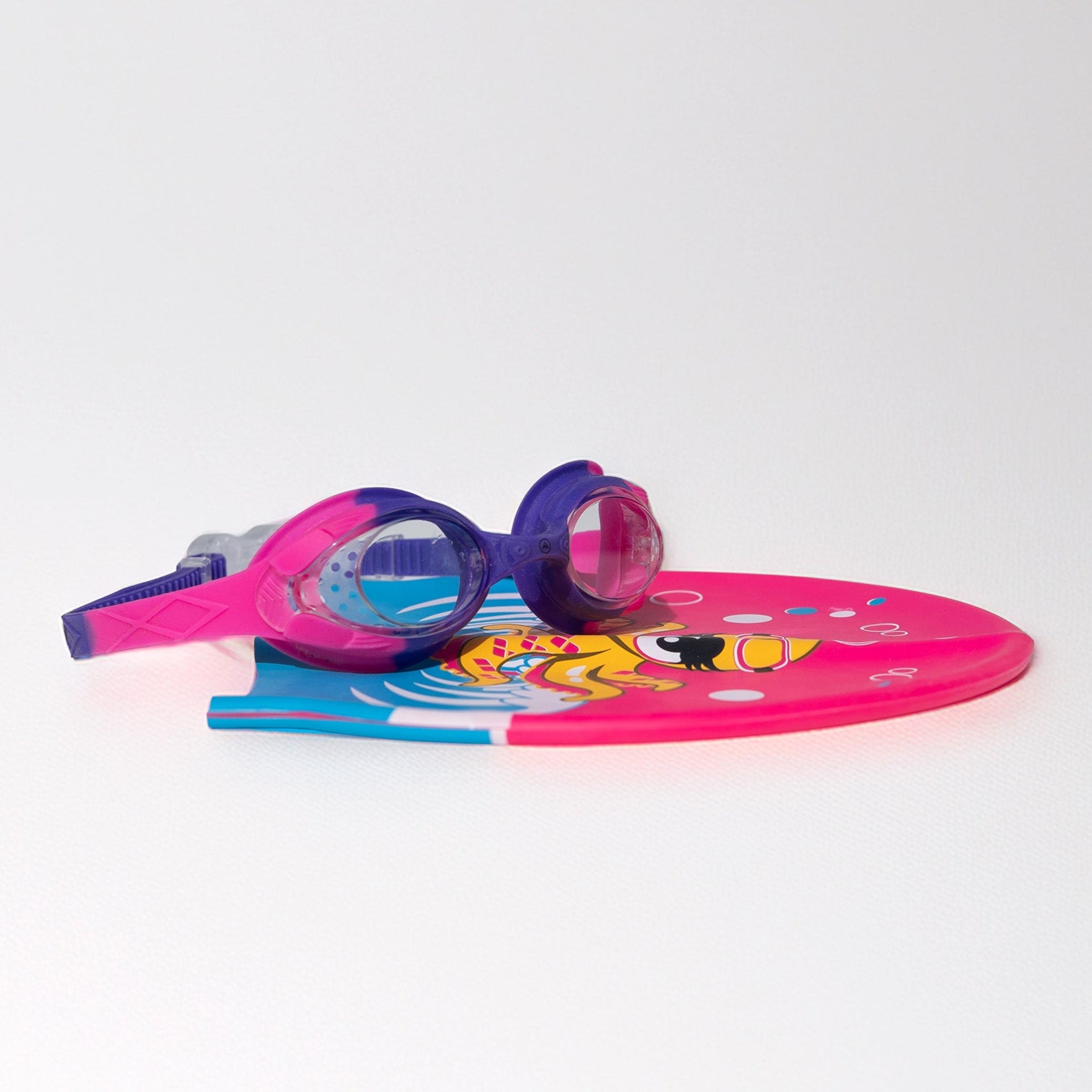 Lasten uimalasipaketti - sisältää pinkki - violetit Aquakids uimalasit sekä uimalakin kaupan päälle - Aquaction