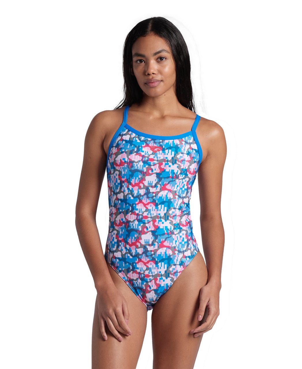 Multi Camo Swimsuit Challenge Back naisten uimapuku, sini - pinkkiArena