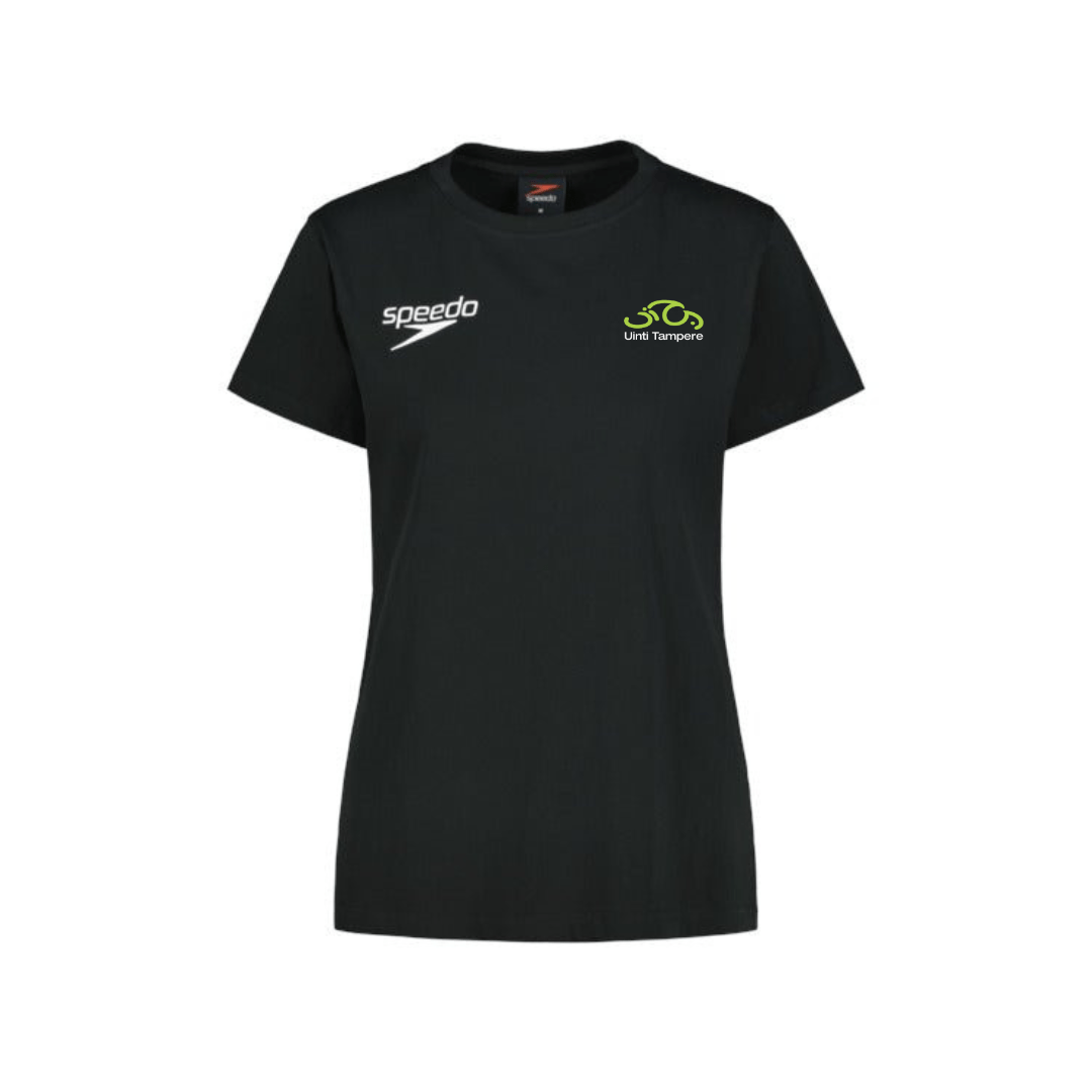 Naisten puuvillainen T - paita, musta - Uinti TampereUinti Tampere