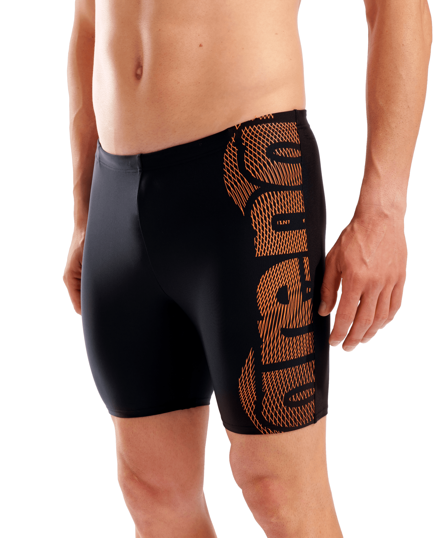 Swim Mid Jammer Graphic miesten uimahousut, musta - oranssiArena