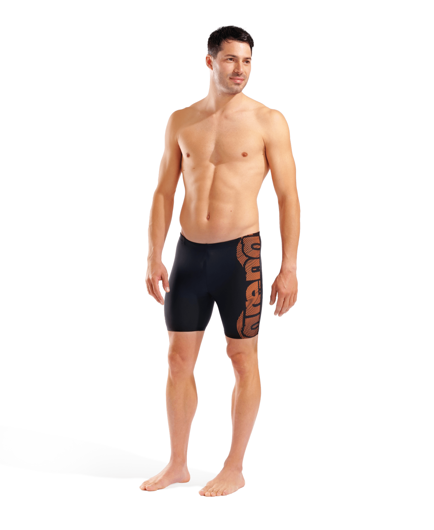 Swim Mid Jammer Graphic miesten uimahousut, musta - oranssiArena