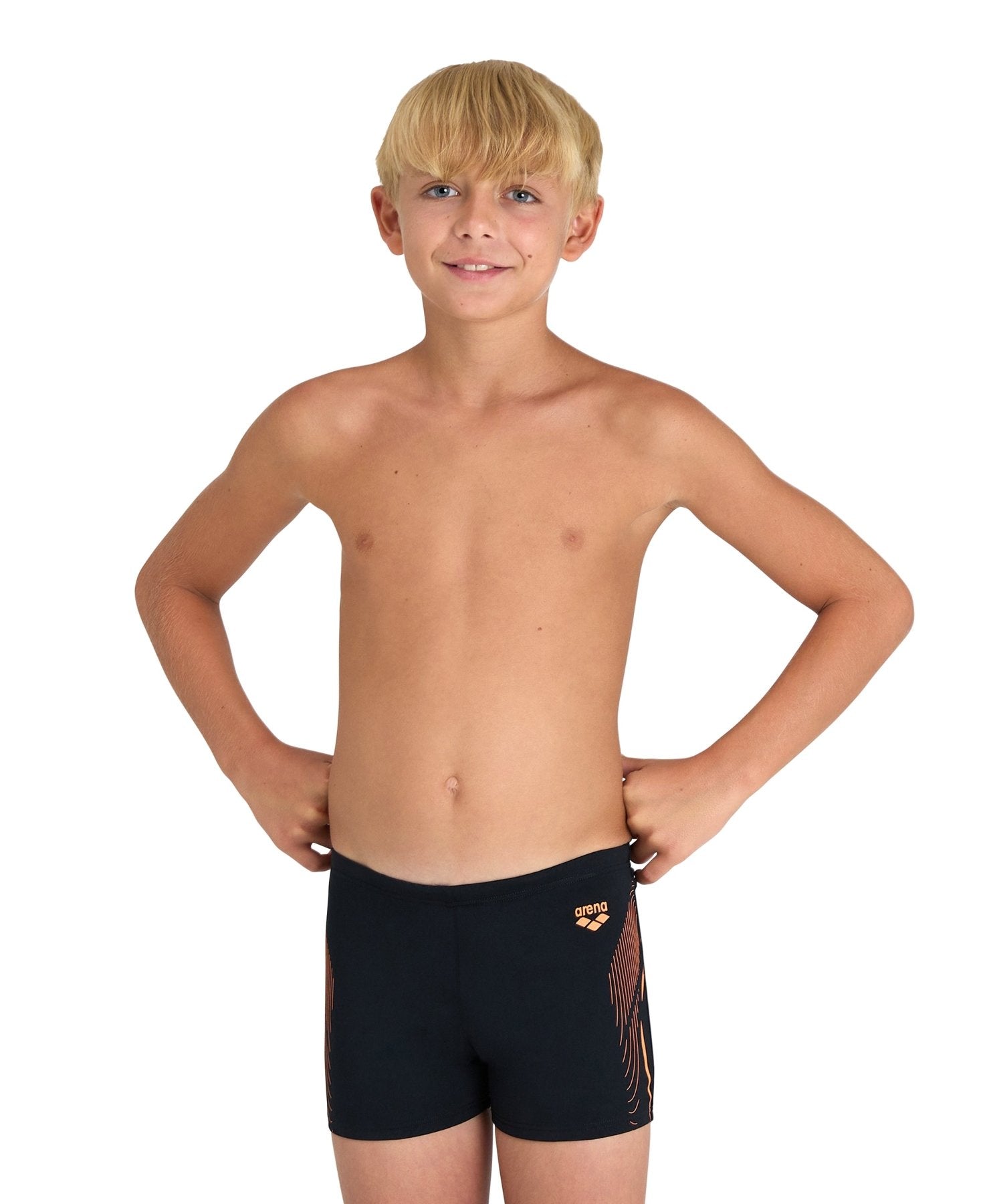 Swim Short Graphic poikien uimahousut, musta - oranssiArena