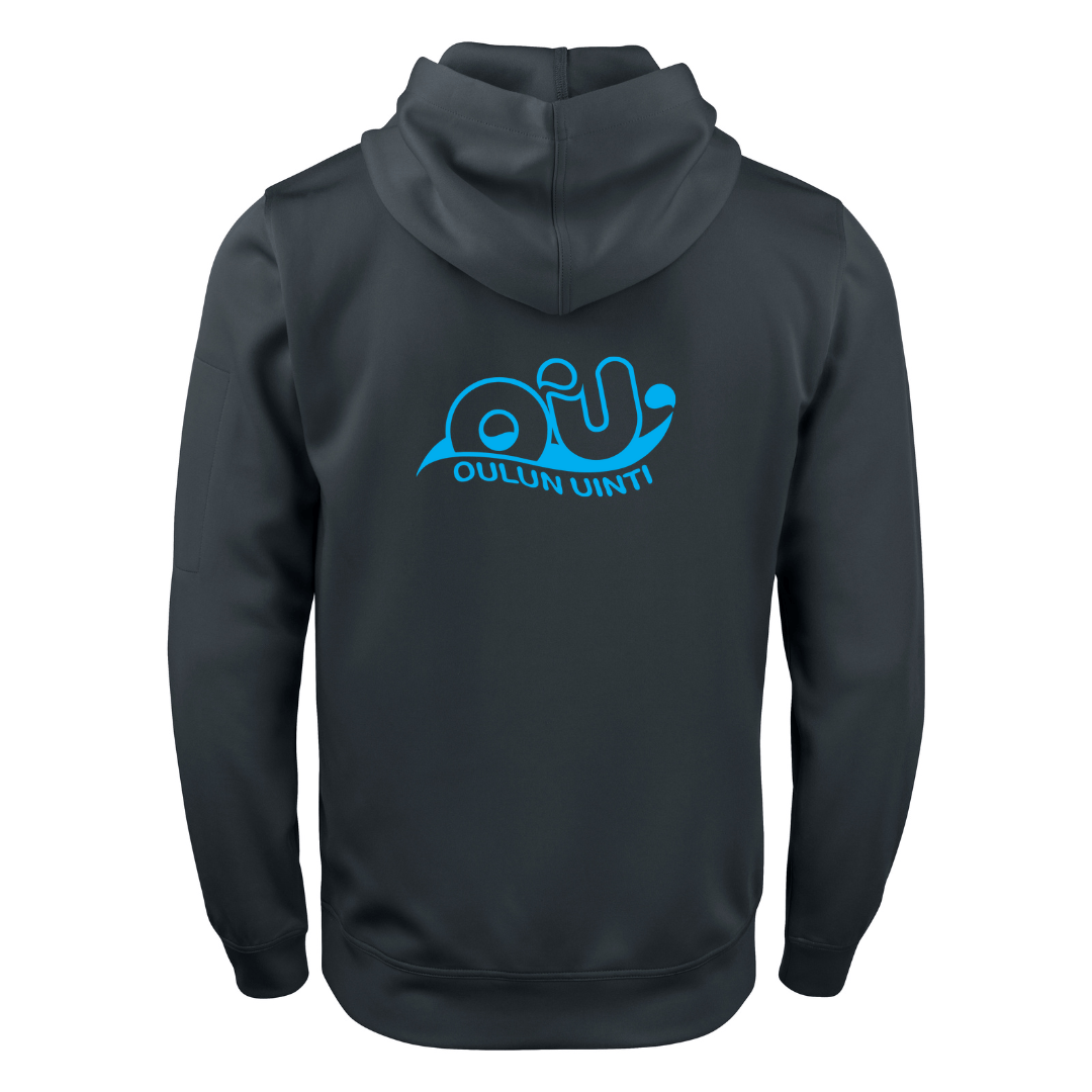 Unisex Basic Active Hoody, musta - Oulun uinti + nimipainatusOulun uinti