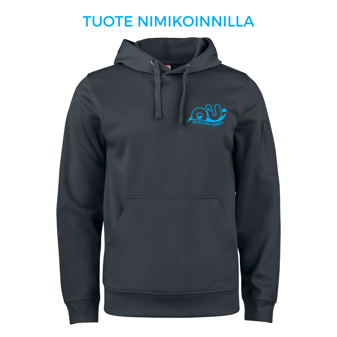 Unisex Basic Active Hoody, musta - Oulun uinti + nimipainatusOulun uinti