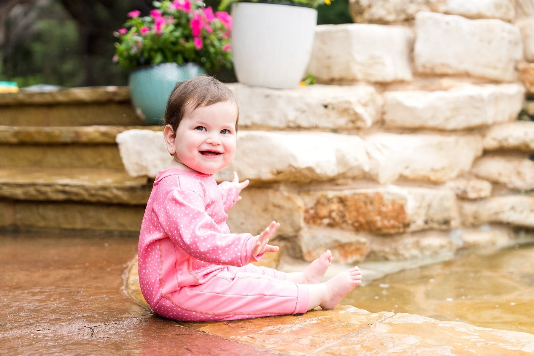 Warm in One lasten lämpöuimapuku, Pink DottySplashy