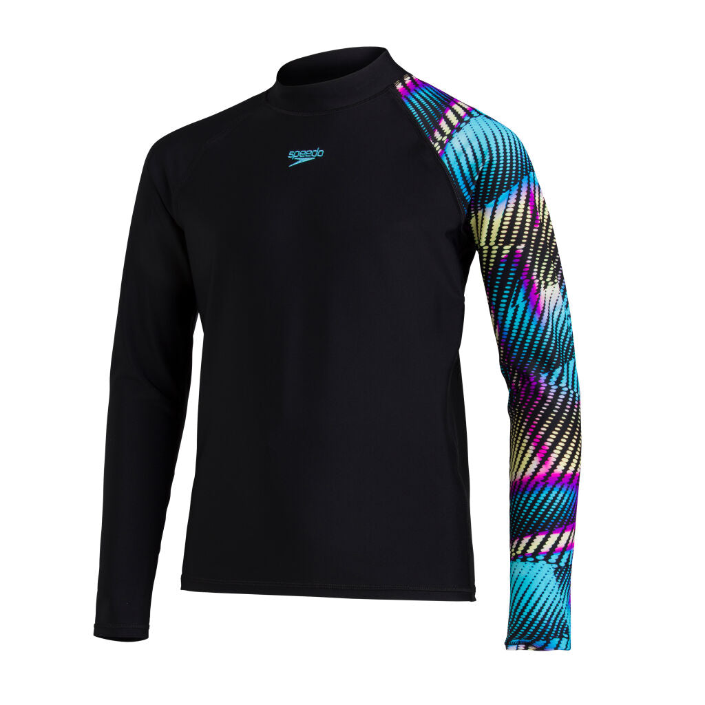 Speedo Digital Allover Rash lasten pitkähihainen UV-paita – UPF 40+ suoja, Eco EnduraFlex -kangas