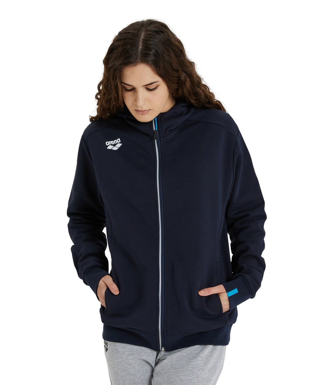Team Hooded Jacket Panel vetoketjullinen huppari, tummansininenArena